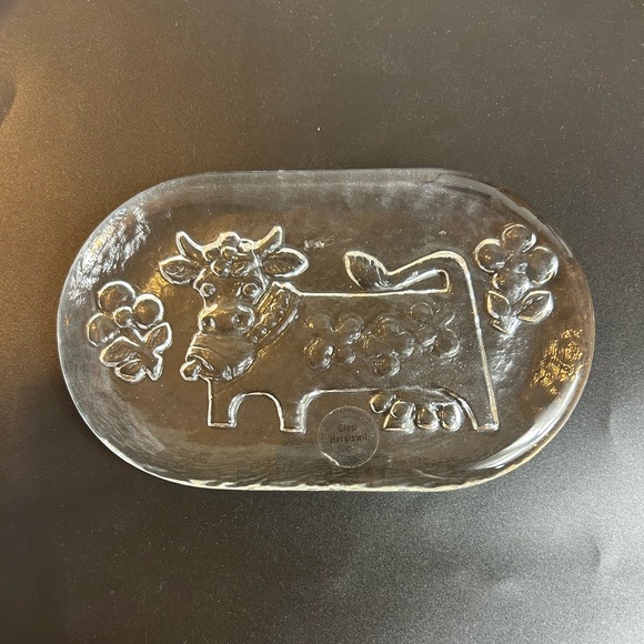 Butter Cheese Plate Glass Olma Cow Glasi Hergiswil Roberto Niederer Switzerland - Picture 7 of 7